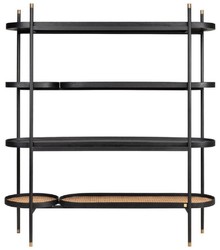 Casa Padrino armario de estantería de lujo negro / natural / latón 154 x 42,3 x A. 170 cm - Muebles de Salón y Hotel - Calidad de Lujo