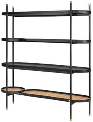 Casa Padrino armario de estantería de lujo negro / natural / latón 154 x 42,3 x A. 170 cm - Muebles de Salón y Hotel - Calidad de Lujo
