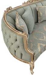 Casa Padrino luxury baroque sofa green / antique gold - Magnificent living room sofa with elegant pattern - Baroque living room furniture