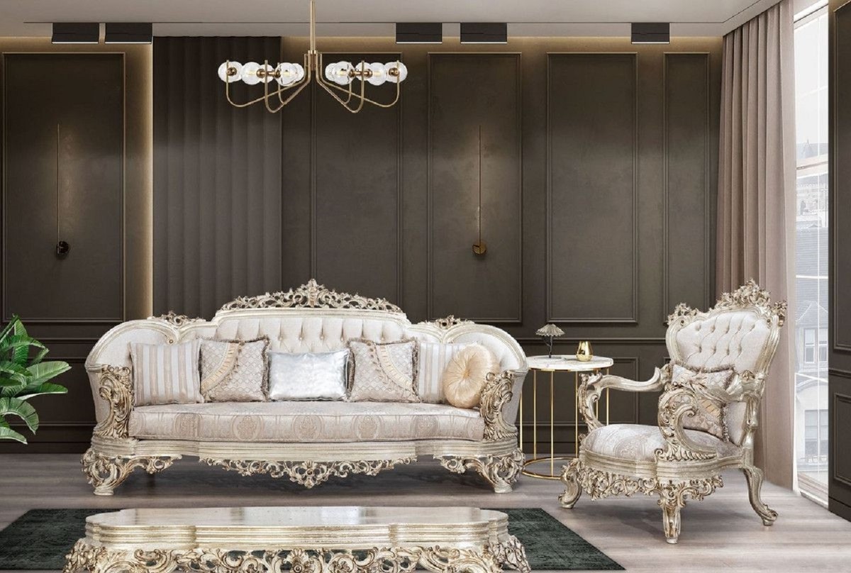 Luxus Barock Wohnzimmer Sessel Antik Stil Sessel Creme Beige Antik Gold Luxury Baroque Living Room Armchair Antique Style Armchair Cream Beige Antique Gold Luxus Barock Wohnzimmer Sessel Antik Stil Sessel Creme Beige Antik Gold Luxury Baroque Living Room Armchair Antique Style Armchair Cream Beige Antique Gold
