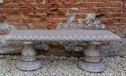 Casa Padrino Banc de Jardin Art Nouveau Gris 140 x 38 x H. 48 cm - Banc de Jardin & Terrasse avec Belles Décorations - Mobilier de Jardin & Terrasse Art Nouveau