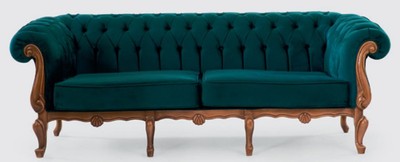 Casa Padrino luxury baroque Chesterfield sofa green / brown - Magnificent living room sofa in baroque style - Baroque living room furniture