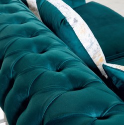 Casa Padrino sofá barroco Chesterfield de lujo verde / marrón - Magnífico sofá de salón de estilo barroco - Muebles de salón barrocos