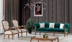 Casa Padrino sofá barroco Chesterfield de lujo verde / marrón - Magnífico sofá de salón de estilo barroco - Muebles de salón barrocos