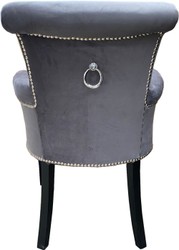 Casa Padrino set di 6 sedie da pranzo di lusso grigio / nero - Sedie da cucina in legno massello con braccioli e tessuto in velluto pregiato - Mobili per Sala da Pranzo e Ristorante di Lusso