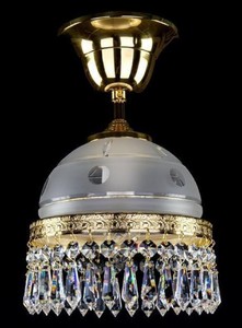 Casa Padrino luxury baroque brass hanging lamp gold / white Ø 16 x H. 18 cm - Magnificent brass hanging lamp with Bohemian crystal glass - Baroque crystal lights
