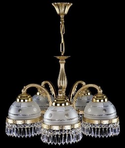Casa Padrino luxury baroque brass hanging lamp gold / white Ø 52 x H. 36 cm - Brass hanging lamp with Bohemian crystal glass - Baroque crystal lights
