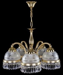 Casa Padrino lampe suspendue baroque de luxe en laiton or / blanc Ø 52 x H. 36 cm - Lampe suspendue en laiton avec verre en cristal de Bohême - Luminaires baroques en cristal