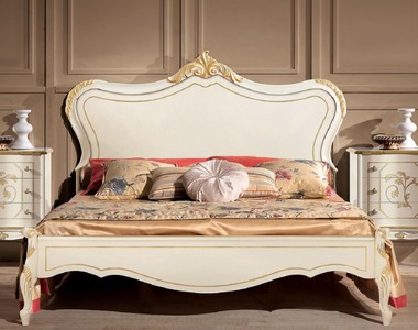 Casa Padrino letto matrimoniale barocco di lusso bianco / oro - Magnifico letto in legno massello in stile barocco - Mobili per Camera da Letto e per Hotel Barocchi - Fatto in Italia