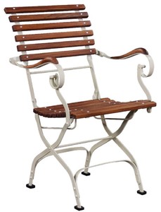 Casa Padrino Chaise de Jardin Art Nouveau de Luxe avec Accoudoirs Marron / Crème 60 x 55 x H. 90 cm - Chaise de Jardin & Patio - Mobilier de Jardin & Patio Art Nouveau