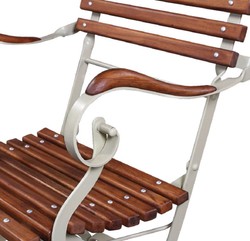 Casa Padrino luxury Art Nouveau garden with armrests chair brown / cream 60 x 55 x H. 90 cm - Garden & Patio Chair - Art Nouveau Garden & Patio Furniture