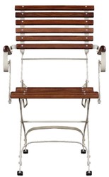 Casa Padrino luxury Art Nouveau garden with armrests chair brown / cream 60 x 55 x H. 90 cm - Garden & Patio Chair - Art Nouveau Garden & Patio Furniture