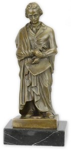 Casa Padrino escultura de bronce Art Nouveau de lujo Beethoven bronce / negro 7,4 x 6,5 x A. 17,1 cm - Figura de Bronce con Base de Mármol - Figura Decorativa - Accesorios Decorativos