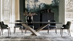 Luxus Esstisch mit Keramik Tischplatte Hochglanz Schwarz Titan Luxury Dining Table with Ceramic Top High Gloss Black Titanium Luxus Esstisch mit Keramik Tischplatte Hochglanz Schwarz Titan Luxury Dining Table with Ceramic Top High Gloss Black Titanium