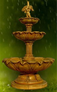 Casa Padrino Fuente Art Nouveau Beige Antiguo Ø 145 x A. 240 cm - Magnífica Fuente de Jardín - Fuente de Decoración de Jardín - Accesorios de Decoración de Jardín Barroco y Art Nouveau