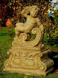 Casa Padrino sculpture de décoration de jardin baroque regarde à gauche 80 x 36 x H. 116 cm - Figurine de décoration de jardin avec socle - Accessoires Décoration Jardin et Terrasse