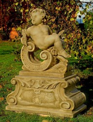 Casa Padrino Baroque garden decoration sculpture looks to the right 80 x 36 x H. 116 cm - Garden decoration figure with base - Garden & Terrace Decoration Accessories