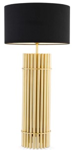 Casa Padrino lampe de table de luxe laiton / noir Ø 45 x H. 96,5 cm - Lampe de bureau moderne avec abat-jour rond - Qualité de Luxe
