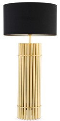 Casa Padrino lampe de table de luxe laiton / noir Ø 45 x H. 96,5 cm - Lampe de bureau moderne avec abat-jour rond - Qualité de Luxe