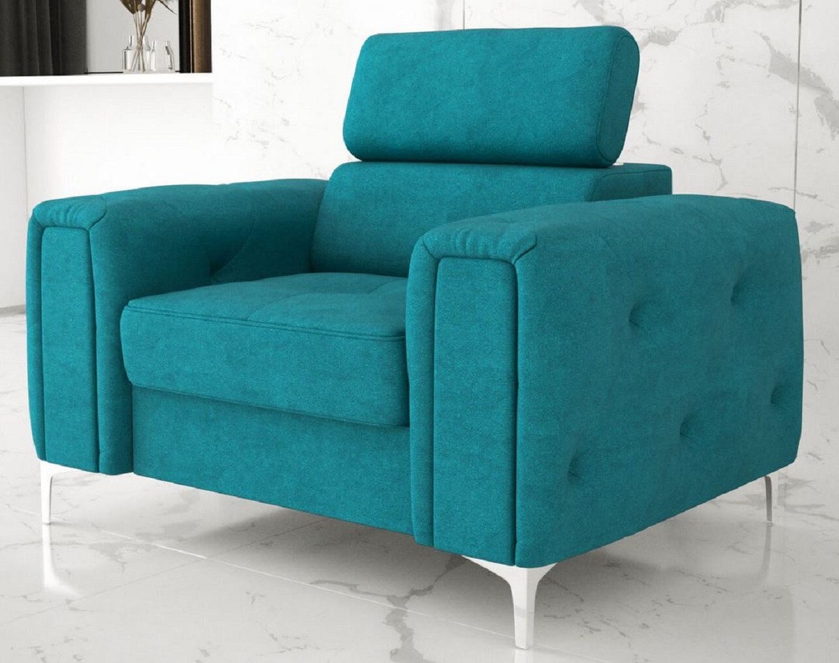 Casa Padrino Wohnzimmer Sessel 110 x 100 x H. 78-99 cm - Verschieden Farben - Moderner Sessel mit verstellbarer Kopfstütze - Moderne Wohnzimmer Möbel