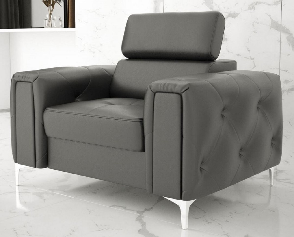 Casa Padrino Wohnzimmer Sessel 110 x 100 x H. 78-99 cm - Verschieden Farben - Moderner Sessel mit verstellbarer Kopfstütze - Moderne Wohnzimmer Möbel