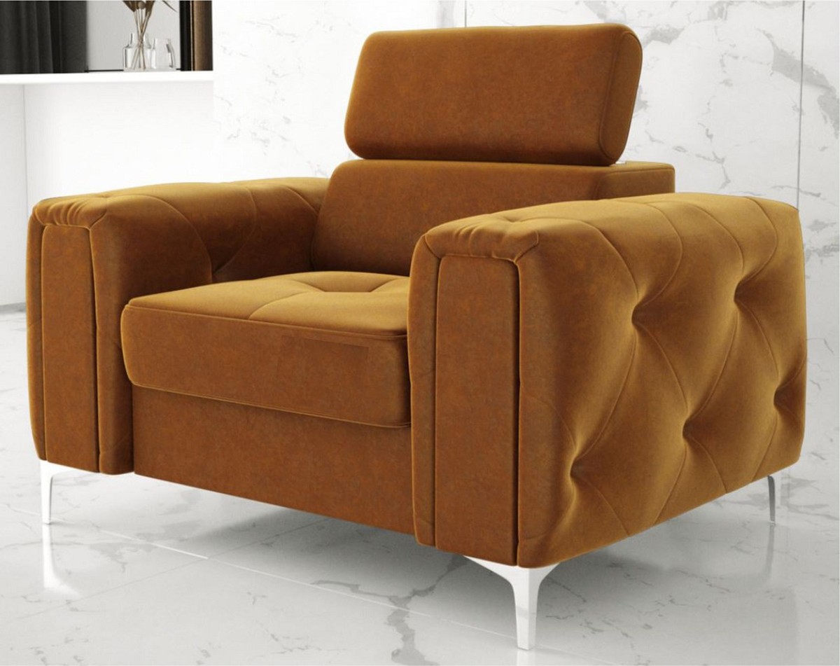 Casa Padrino Wohnzimmer Sessel 110 x 100 x H. 78-99 cm - Verschieden Farben - Moderner Sessel mit verstellbarer Kopfstütze - Moderne Wohnzimmer Möbel