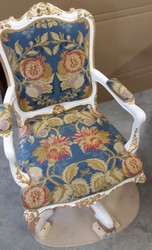 Luxus Barock Massivholz Bürostuhl Mehrfarbig Weiß Gold Luxury Baroque Solid Wood Office Chair Multicolored White Gold