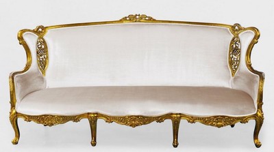 Casa Padrino luxury baroque sofa white / gold - Magnificent living room baroque style sofa - Baroque Living Room & Hotel Furniture - Noble & Magnificent