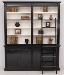 Landhausstil Massivholz Schrank Wohnzimmerschrank Bücherschrank Schwarz Weiß Country Style Solid Wood Cabinet Living Room Cabinet Bookcase Black White