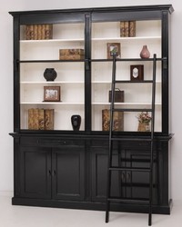 Landhausstil Massivholz Schrank Wohnzimmerschrank Bücherschrank Schwarz Weiß Country Style Solid Wood Cabinet Living Room Cabinet Bookcase Black White