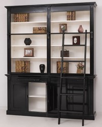 Landhausstil Massivholz Schrank Wohnzimmerschrank Bücherschrank Schwarz Weiß Country Style Solid Wood Cabinet Living Room Cabinet Bookcase Black White