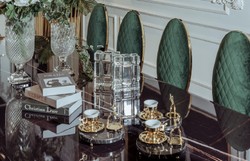 Casa Padrino Luxury Dining Room Set Black / Green / Gold - 1 Luxury Dining Table & 10 Luxury Dining Chairs - Dining Room Furniture - Luxury Quality