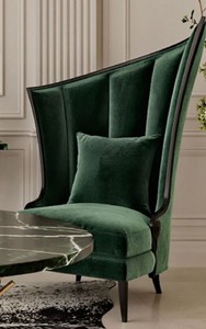 Casa Padrino Luxury Art Deco Armchair Left Green / Black - Art Deco Living Room & Hotel Armchairs - Art Deco Living Room & Hotel Furniture - Luxury Collection