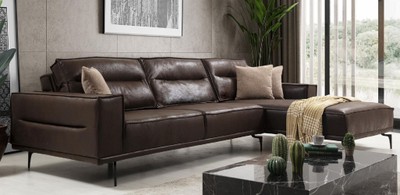 Casa Padrino luxury corner sofa brown / black 305 x 185 cm - Modern living room sofa with nubuck faux leather - Luxury sofa bed - Luxury living room furniture
