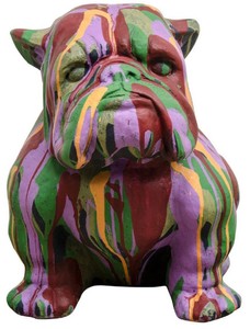 Casa Padrino Garden Deco Sculpture Dog Bulldog Colorful 31 x 44 x H. 41 cm - Weather Resistant Garden & Patio Figure - Garden & Patio Decoration Accessories