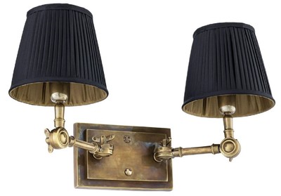 Casa Padrino Luxus Doppel Wandleuchte Vintage Messingfarben / Schwarz 33 x 25 x H. 25 cm - Edle Wandlampe mit Schwenkarmen - Luxus Qualität