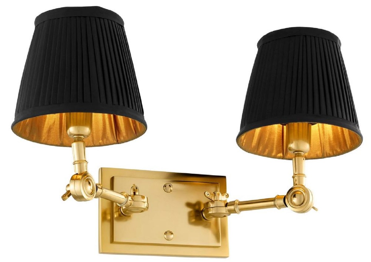 Casa Padrino lámpara de pared doble de lujo oro / negro 33 x 25 x A. 25 cm - Noble aplique con brazos giratorios - Calidad de Lujo