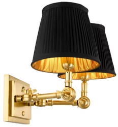 Casa Padrino applique murale double de luxe or / noir 33 x 25 x H. 25 cm - Applique noble avec bras pivotants - Qualité de Luxe