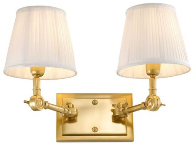 Casa Padrino lámpara de pared doble de lujo oro / blanco 33 x 25 x A. 25 cm - Noble aplique con brazos giratorios - Calidad de Lujo