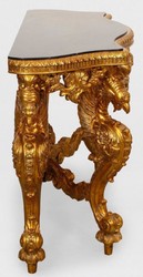 Casa Padrino consola barroco de lujo oro / negro - Consola de madera maciza hecha a mano con elegantes decoraciones y tapa de mármol - Muebles Barrocos