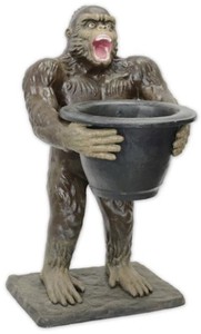 Casa Padrino figura decorazione da giardino di lusso in ghisa scimmia con vaso di fiori multicolore A. 92 cm - Scultura Decorativa Giardino & Terrazzo - Accessori Decorativi Giardino & Terrazzo