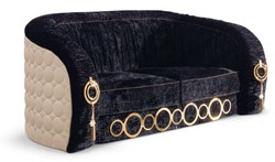 Luxus Designer Wohnzimmer Hotel Sofa Schwarz Beige Gold Luxury Designer Living Room Hotel Sofa Black Beige Gold