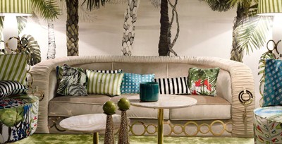 Casa Padrino Luxury Sofa with Metal Ornaments Beige / Gold 260 x 103 x H. 80 cm - Luxury Living Room & Hotel Furniture - First Class Quality - Made in Italy