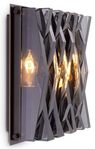 Casa Padrino lámpara de pared de lujo bronce / gris 24 x 9 x A. 24 cm - Elegante aplique de metal con pantalla de vidrio - Lámparas de Lujo
