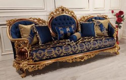 Luxus Barock Wohnzimmer Sofa Blau Gold Braun Luxury Baroque Living Room Sofa Blue Gold Brown