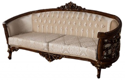 Casa Padrino luxury baroque sofa beige / brown / gold - Magnificent living room sofa with elegant pattern - Baroque living room furniture