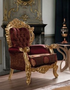 Casa Padrino poltrona da soggiorno barocco di lusso bordeaux rosso / oro - Magnifico poltrona con motivo elegante - Mobili da soggiorno barocchi fatto a mano