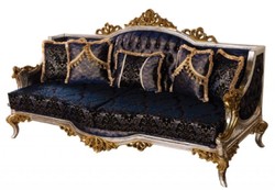 Luxus Barock Wohnzimmer Sofa Royalblau Schwarz Silber Gold Luxury Baroque Living Room Sofa Royal Blue Black Silver Gold