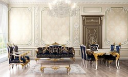 Luxus Barock Wohnzimmer Sessel Royalblau Schwarz Silber Gold Luxury Baroque Living Room Armchair Royal Blue Black Silver Gold