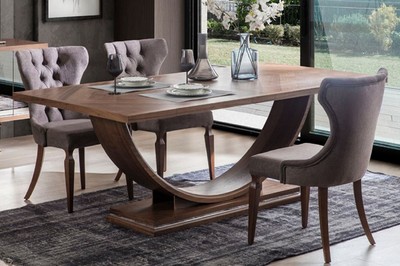 Casa Padrino Luxus Esstisch Braun 220 x 103 x H. 76 cm - Moderner Massivholz Küchentisch - Luxus Massivholz Esszimmer Möbel